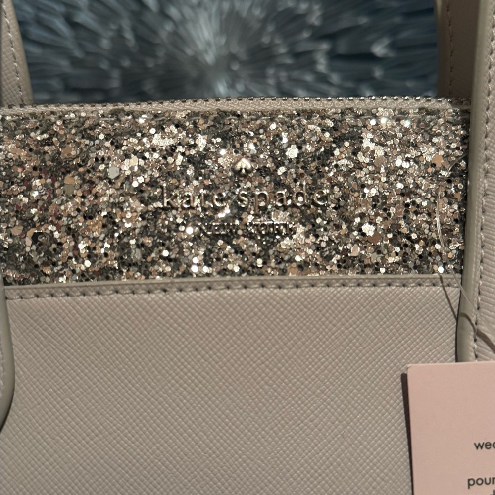 kate spade White Satchel with Silver Glitter Trim - Picture 3 of 5